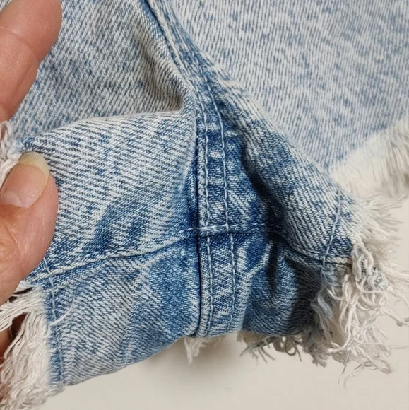 PacSun Cut Off High Rise Festival Denim Blue Women's Shorts - Picture 3 of 9